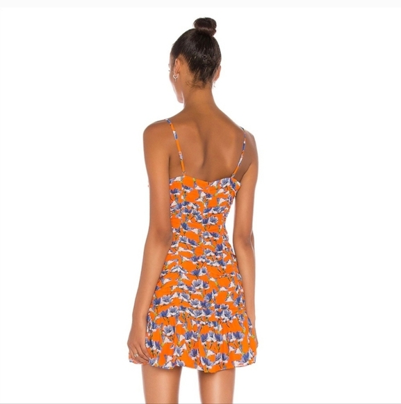 Parker Silk Floral Ruched Mini Dress Orange Purple Size 6 NWT - Picture 3 of 15